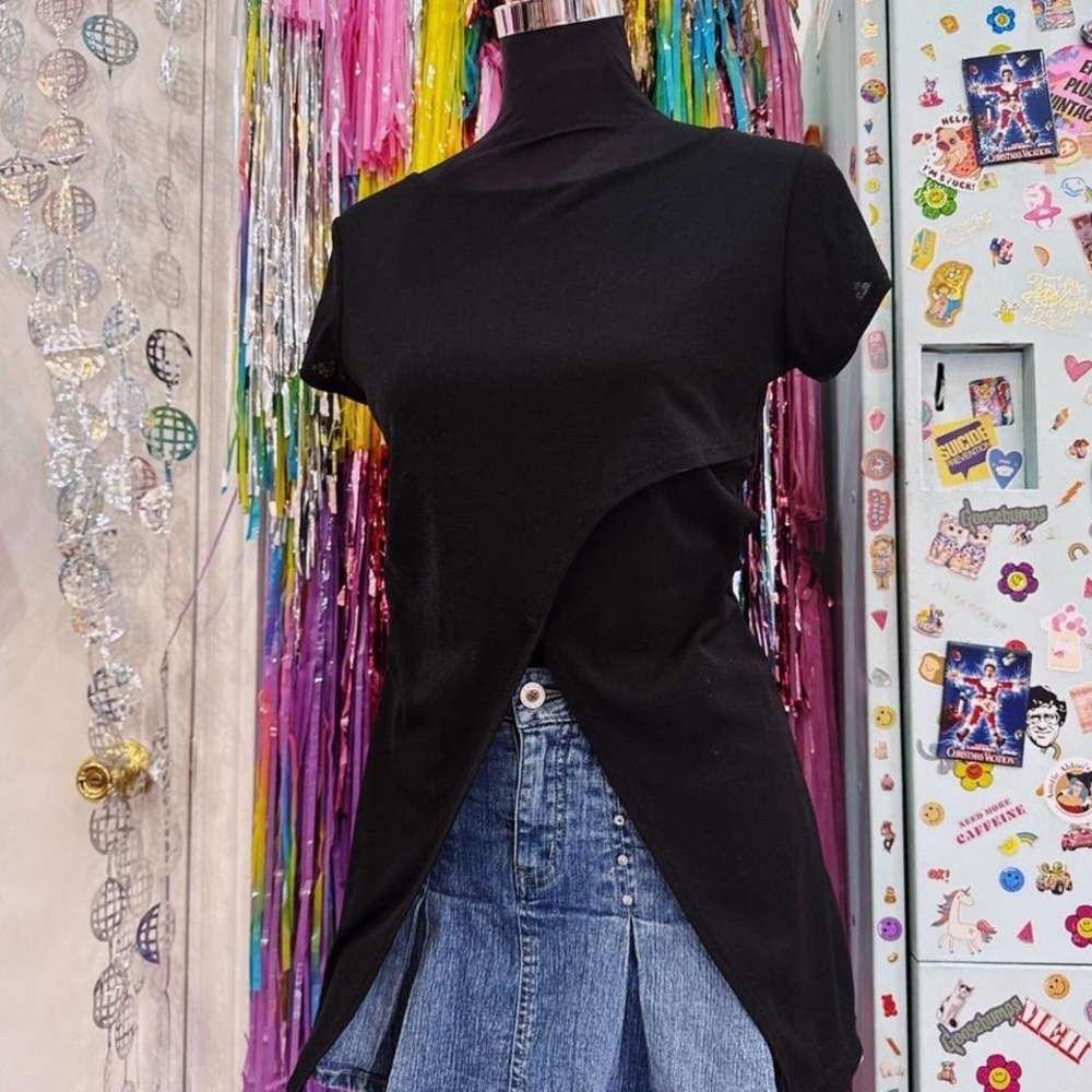 Vintage semi sheer y2k 2000s open front tee